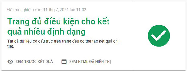 Thông báo trang đủ điều kiện hiển thị câu hỏi thường gặp trên Google